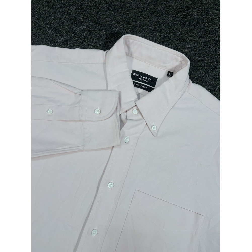 Spier Mackay Dress Shirt Mens 16.5 36 Pink Oxford Button Down Contemporary Fit